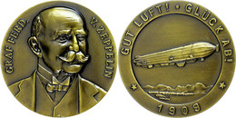 2487 Zeppelin, Bronzemedaille (49 Mm, 60,1 G), 1909, Von M. & W. ST., Graf Ferdinand Von Zeppelin, Av: Brustbild, Rev: Z - Other & Unclassified