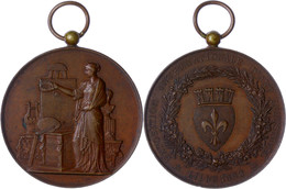 2531 Frankreich, Lille, Gehenkelte Bronzemedaille (Dm. Ca. 51mm, Ca. 51,79g), 1882, Unsigniert. Av: Stehende Weibliche G - Autres & Non Classés