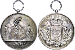 2548 Frankreich, Laon, Tragbare Silbermedaille (Dm. Ca. 47mm, Ca. 38,63g), O.J., Von Vernon. Av: Gekröntes Stadtwappen,  - Autres & Non Classés