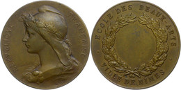 2549 Frankreich, Nimes, Bronzemedaille (Dm. Ca. 42mm, Ca. 31,05g), O.J., Von O. Roty. Av: Büste Der Marianne Nach Links, - Autres & Non Classés