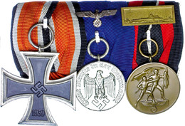 2777 Ordensspange Mit Eisernes Kreuz 2. Klasse "Schinkelform", Dienstauszeichnung Medaille Für 4 Jahre Mit Aufgelegtem B - Autres & Non Classés