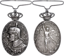 2825 Spanien, Marokko Medaille, Alfonso XIII., Ca. 16,9 G, Haltenadel An Krone Gebrochen, Zustand II.  II - Autres & Non Classés