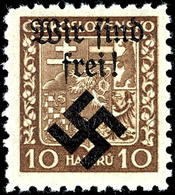 2946 10 Heller Freimarke Mit Aufdruck "Wir Sind Frei! + Hakenkreuz" Auf Pergamentpapier, Tadellos Postfrisch, Fotobefund - Autres & Non Classés