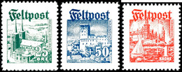 2968 + 25 Öre Bis + 1 Krone "Ansichten 1944", Kompletter Satz Mit Drei Werten, Tadellos Postfrisch, Unsigniert, Fotoatte - Danemark