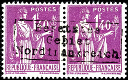 3003 1,40 Fr. Freimarke, Violettpurpur, Waagerechtes Paar Mit Aufdruck In Type II, Tadellos Postfrisch, Rücks. Abschlag  - Autres & Non Classés