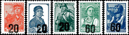 3141 20 Auf 5 K. - 60 Auf 30 K. Dauermarken Der Sowjetunion Mit Aufdruck 5 Werte, Kompletter Postfrischer Satz In Einwan - Autres & Non Classés