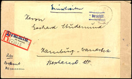 3263 Gebühr Bezahlt, Blauer Rahmenstempel Auf R-Brief Mit überdrucktem R-Zettel Von Hohenmocker Von "DEMMIN 24.1.46" Nac - Demmin