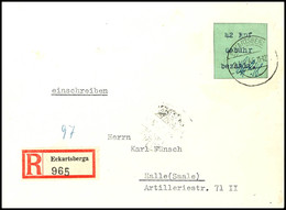 3268 42 Pfg Gebührenzettel Auf Portogerechtem R-Brief Von "ECKARTSBERGA 21.8.45" Nach Halle Mit Ankunftsstempel, Tadello - Autres & Non Classés