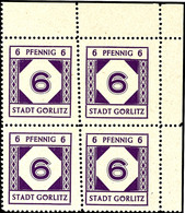 3305 6 Und 12 Pfg Freimarken Mit Spargummierung Mit Kleinen Kreisen, Beide Verausgabten Werte Im 4er-Block Mit Bogenecke - Goerlitz