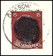 3311 15 Pfg. Hitler Mit Lokaler Schwärzung Auf Briefstück Mit Stempel "GRABOW C 20.7.45", Tadellos, Signiert Sturm, Kata - Autres & Non Classés