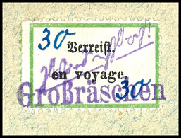 3339 30 Pfg. Auf Postzettel "Verreist- En Voyage" Auf Briefstück Mit übergehendem L1-Notstempel "Großräschen", Tadellos, - Grossraeschen