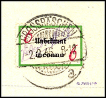 3361 6 Pfg. Postzettel "Unbekannt - Inconnu" Auf Briefstück, Tadellos, Signiert Von Heintze, Katalog: V21a BS - Grossraeschen
