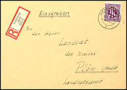 3421 Ascheberg (Holst.), 30 Pfg Einschreibezettel Mit Gebührenfunktion Sowie 12 Pfg AM-Post Auf R-Brief Von ASCHEBERG (H - Kiel