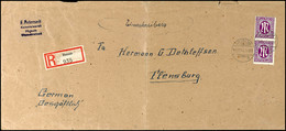 3434 HUSUM, 30 Pfg Einschreibezettel Mit Gebührenfunktion Sowie Senkrechtes Paar 12 Pfg AM-Post Auf Großformatigem R-Bri - Kiel