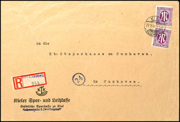 3446 Kiel-Ellerbeck, 30 Pfg Einschreibezettel (Ortsname Eingestempelt) Mit Gebührenfunktion Sowie Zwei 12 Pfg AM-Post Au - Kiel