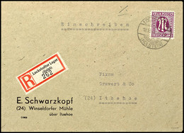 3451 Lockstedter Lager (Holst.), 30 Pfg Einschreibezettel Mit Gebührenfunktion Sowie 12 Pfg AM-Post Auf R-Brief Von LOCK - Kiel