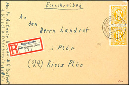 3463 Schönberg (Holst), 30 Pfg Einschreibezettel Von Hohenfelde über Schönberg (Holst), "Hohenfelde über" Gestrichen, Mi - Kiel