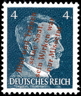 3492 4 Pfg. Hitler Mit Rotem Aufdruck, Ungebraucht, Tadellos, Signiert Dr. Dub  * - Muehlberg