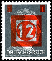 3497 12 Auf 1 Pfg. Hitler, Aufdruck In Rot, Postfrisch, Tadellos, Signiert Sturm, Katalog: II ** - Naumburg (Saale)