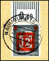 3498 12 Auf 1 Pfg. Hitler, Aufdruck In Rot, Oberrandstück Auf Briefstück, Tadellos Mit Händler-Signatur Sturm (St), Kata - Naumburg (Saale)
