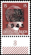 3534 15 Pfg Hitler Mit Aufdruck In Type IIb, Tadellos Postfrisch, Unterrandstück, Gepr. Zierer BPP, Mi. 200.-, Katalog:  - Other & Unclassified