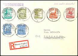 3561 5 - 20 Pfg Wiederaufbau, 7 Werte Komplett, Auf R-FDC Von "PLAUEN (VOGTL.) 15.12.45" Nach Werdau Mit Ankunftsstempel - Plauen