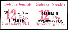 3596 8 Pfg. + 1 M. Und 12 Pfg. + 1 M. Wiederaufbau Gezähnt Und Ungezähnt Mit Kopfstehendem Aufdruck In Paaren Mit Normal - Spremberg