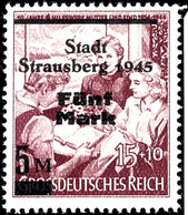 3608 1 M - 5 M. Aufdruck-Ausgabe Mit Zweizeiligem Aufdruck "Stadt/Strausberg 1945", Postfrisch, Tadellos, Je Mit Händler - Other & Unclassified