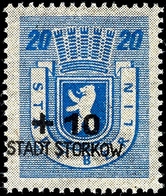 3624 20 Pfg. Probedruck Mit Schwarzem Netzaufdruck Und "+19 STADT STORKOW", Postfrisch, Tadellos Mit Händler-Signatur St - Storkow