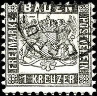 3648 1 Kreuzer Grauschwarz Mit Dkr. "WALDSHUT", Tadellos, Gepr. Seeger BPP, Mi. 350.-, Katalog: 17c O - Other & Unclassified