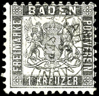 3649 1 Kreuzer Grauschwarz, Zentrisch K2 "NECKARGEMÜND 8 SEP.", Mi. 380.-, Katalog: 17c O - Other & Unclassified