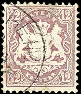 3666 12 Kreuzer Lila, Wz. X = "15 Mm Rauten", Farbfrisches Exemplar, Gestempelt Mit Ekr.,repariert, Fotobefund Sem BPP ( - Autres & Non Classés