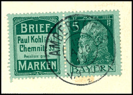3682 "Briefmarken Paul Kohl" + 5 Pfg, Waagerechter Zusammendruck, Tadellos Gestempelt "AMBERG" Auf Kabinettbriefstück, F - Autres & Non Classés