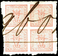 3749 4/4 S. Durchstochen Mit Handschriftlicher Entwertung "Grabow", Allseits Vollständiger Durchstich, Sehr Schön Farbfr - Mecklenburg-Schwerin