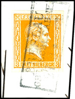 3777 3 Silbergroschen Dunkelorange, Allseits Breitrandig, Mit Ra2 "BRESLAU / OBERSCHL. BAHNH / 27.9", Auf Briefstück, Ka - Autres & Non Classés