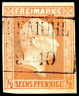 3779 6 Pfge. Rotorange, Voll- Bis Breitrandig, Ra3 SCHNEIDEMÜHL, Gepr. Flemming BPP, Mi. 200,-, Katalog: 13a O - Autres & Non Classés