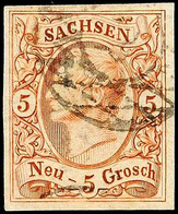 3807 5 Ngr. Rötlichbraun, Voll Bis Breitrandig, Gestempelt, Tadellos, Fotokurzbefund Rismondo BPP, Mi 220,-, Katalog: 12 - Autres & Non Classés