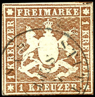 3865 1 Kr. Wappen Gelbbraun, Abart "ohne Seidenfaden", Zentrisch Gestempelt K1 "STUTTGART 4 SEPT.", Unten In Der Randlin - Other & Unclassified
