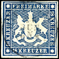3868 18 Kr. Wappen Blau Mit Plattenfehler I "Strich Rechts Am 'U' In Rechtem 'KREUZER' ", Ideal Zentrisch Gestempelt M1  - Other & Unclassified