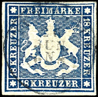 3868 18 Kr. Wappen Blau Mit Plattenfehler I "Strich Rechts Am 'U' In Rechtem 'KREUZER' ", Ideal Zentrisch Gestempelt M1  - Autres & Non Classés