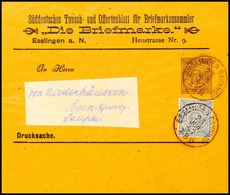 3906 1890, Streifband Auf Privatbestellung 3 Pfg Braun, "DIE BRIEFMARKE ESSLINGEN" Mit Zusatzfrankatur 2 Pfg Von "ESSLIN - Autres & Non Classés