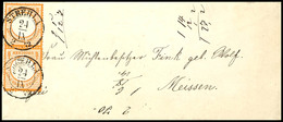 3956 1/2 Gr. Orange, Senkr. Paar A. Brief Von STREHLA Nach MEISSEN, Katalog: 14 BF - Autres & Non Classés