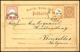 3968 1/2 Gr. Und 1 Gr. Großer Schild Als Portogerechte Zufrankatur Auf 1/2 Gr. Ganzsachenkarte Als Auslandskarte Aus HAN - Autres & Non Classés