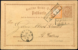 3971 ½ Gr. Orange Als Zusatzfrankatur Auf GA-Karte ½ Gr. Von "LANGENSALZA 18 12" Nach St. Gallen, 1874, Katalog: 18,P1 B - Autres & Non Classés