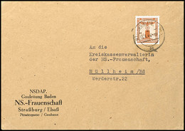 4455 24 Pf. Parteidienstmarke, Portoger. Einzelfrankatur A. Kleinformatigen Brief Der NSDAP Gauleitung Strassburg/Elsass - Autres & Non Classés