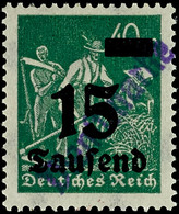 4555 15 Tsd. A. 40 M. Grün, Tadellos Ungebraucht, Gepr. Weinbuch BPP, Katalog: 9aI * - Autres & Non Classés