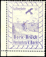 4633 1912, Flugmarke Für Bork-Brück, Unikat In Postfrischer Erhaltung - Eckrandstück Unten Links, Im Michel Ist Die Mark - Poste Aérienne & Zeppelin