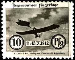 4637 10 Pfg Flugmarke "Regensburger Fliegertage 1912", Schwarz, Tadellos Ungebraucht Mit Voller Originalgummierung Und N - Poste Aérienne & Zeppelin