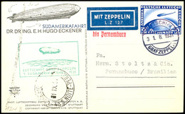 4674 1931, 1. Südamerikafahrt, Bordpost, Fotokarte Mit 2 RM. Zeppelin Vom LUFTSCHIFF GRAF ZEPPELIN 31.8.1931 Nach Pernam - Autres & Non Classés