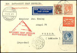 4684 Niederlande 1931, Ägyptenfahrt, Ganzsache (Brief 6 Cent) Und Zusatzfrankatur Aus Weesp Vom 3.4.31 Nach Kairo, Zurüc - Autres & Non Classés